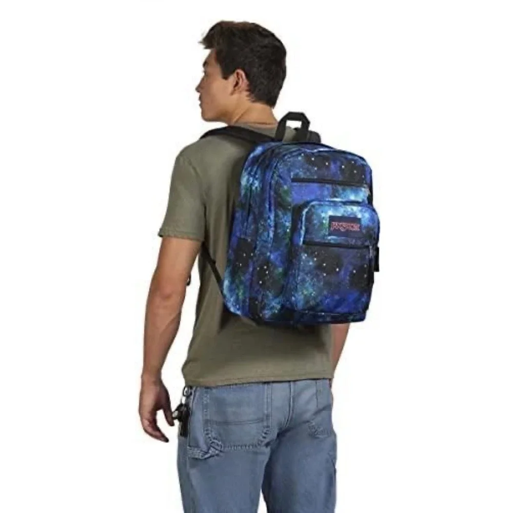 JanSport Big Student Backpack Deep Space Galaxy Print Laptop Bag Blue Purple